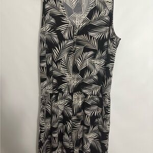 White House Black Market Black and White Leaf Print Romper
